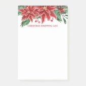 Lijst met kerstwinkels in Red Poinsettia Post-it® Notes (Voorkant)