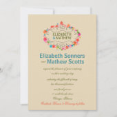 Lijst met kleurrijke bloemen - trouwuitnodiging kaart (Voorkant)