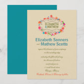 Lijst met kleurrijke bloemen - trouwuitnodiging kaart (Voorkant / Achterkant)