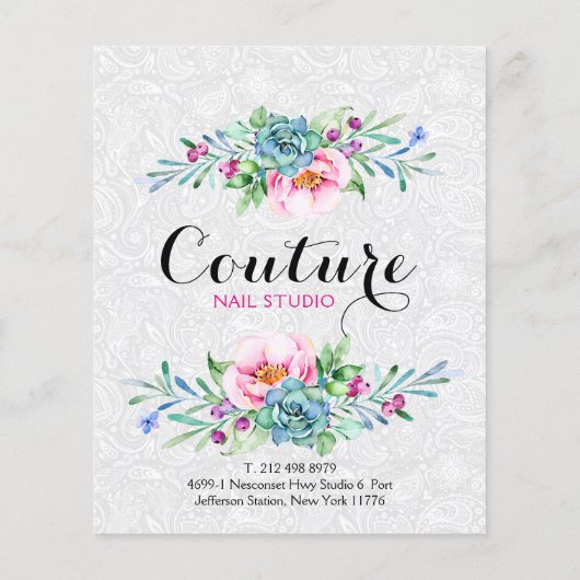 Lijst met kleurrijke Floral Bouquet-menu Flyer (Achterkant)