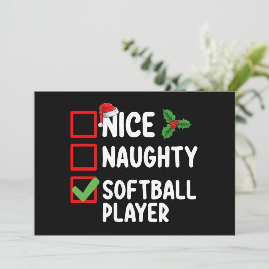 Lijst met leuk stoute softbalspelers met Kerstmis Kaart (Staand voorkant)