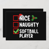 Lijst met leuk stoute softbalspelers met Kerstmis Kaart (Voorkant / Achterkant)