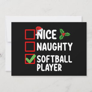 Lijst met leuk stoute softbalspelers met Kerstmis Kaart