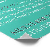 Lijst met menu BLUE massage Poster (Hoek)