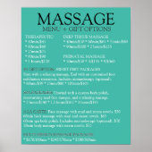 Lijst met menu BLUE massage Poster (Voorkant)