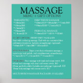 Lijst met menu BLUE massage Poster (Voorkant)