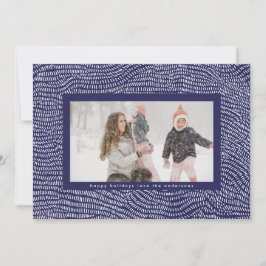 Lijst met modern blauw en wit gebak - Kerstmis Fot Feestdagenkaart