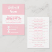 Lijst met oplosmiddelen voor zacht roze en witte z visitekaartje (Voorkant / Achterkant)