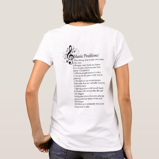 Lijst met Pianoproblemen T-shirt (Achterkant)