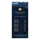 lijst met prijzen seashell - logo op blauw ontwerp reclamekaart (Voorkant)