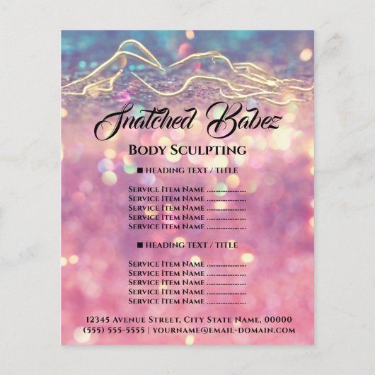 Lijst met prijzen voor Body Sculpting Logo Roze Ro Flyer (Achterkant)