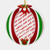 Lijst met rode en groene kerstsierfoto's keramisch ornament (Voorkant)