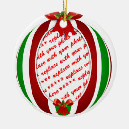 Lijst met rode en groene kerstsierfoto's keramisch ornament