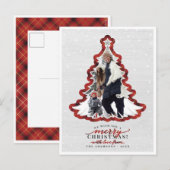 Lijst met rode plank en witte kerstboom Foto Feestdagenkaart (Voorkant / Achterkant)