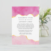 Lijst met roze en goudbont met minder bruiloft aankondiging (Staand voorkant)