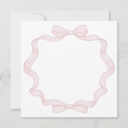 lijst met roze strik | uitnodiging tot doop (Achterkant)