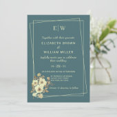 Lijst met Rozen, Trouwstijl op Marine Blue Kaart (Staand voorkant)