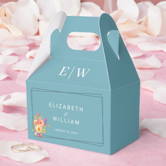 Lijst met Rozen, Trouwstijl op retro blauw Bedankdoosjes (Huwelijk)