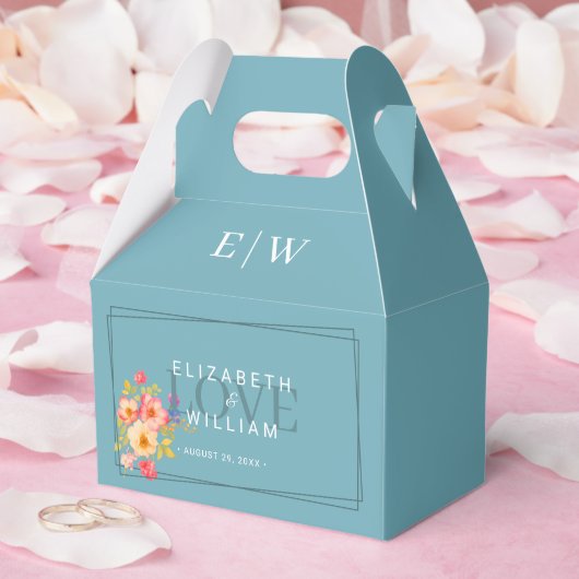 Lijst met Rozen, Trouwstijl op retro blauw Bedankdoosjes (Huwelijk)