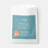 Lijst met Rozen, Trouwstijl op retro blauw Bedankzakje (Voorkant)