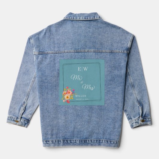 Lijst met Rozen, Trouwstijl op retro blauw Denim Jacket (Achterkant)