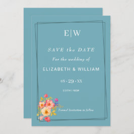 Lijst met Rozen, Trouwstijl op retro blauw Save The Date
