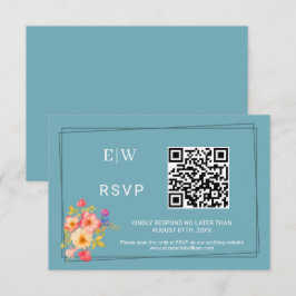 Lijst met Rozen, Trouwstijl op retroblauw RSVP Kaartje