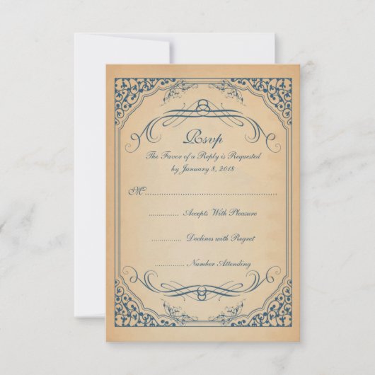 Lijst met scrollers Weddong RSVP Kaartje (Voorkant)