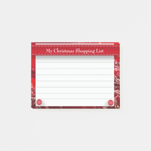 Lijst met speciaal ingerichte rode kerstwinkels post-it® notes (Voorkant)