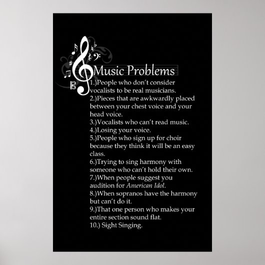Lijst met Vocalistische problemen Poster (Voorkant)