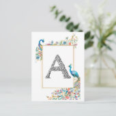 Lijst met waterverf pauwen en bloemen - A Briefkaart (Staand voorkant)