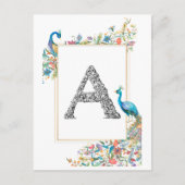 Lijst met waterverf pauwen en bloemen - A Briefkaart (Voorkant)