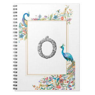 Lijst met waterverf pauwen en bloemen - O Notitieboek