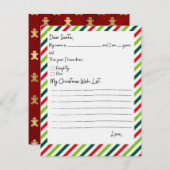 Lijst met wensen voor kinderen naar Santa Note-kaa Notitiekaartje (Voorkant / Achterkant)