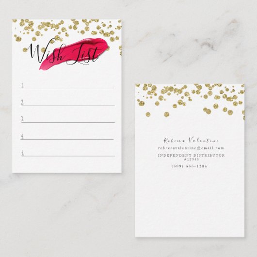Lijst met wensen voor klanten - Lipsense Visitekaartje (Voorkant / Achterkant)