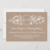 Lijst met witte flora, initialen kraft paper bruil kaart (Voorkant)