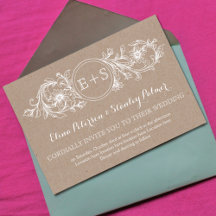 Lijst met witte flora, initialen kraft paper bruil