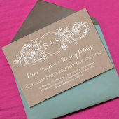 Lijst met witte flora, initialen kraft paper bruil kaart