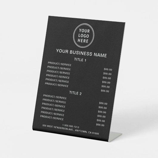 Lijst met zakelijke Logo (zwart) Reclamebord Met Voetstuk (Voorkant)