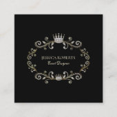  Lijst met zwart en zilver met kroon Vierkante Visitekaartje (Voorkant)