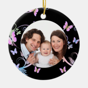 Lijst met zwarte vlinder keramisch ornament