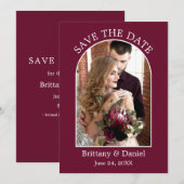 Lijst Moderne Arch Foto Burgundy Save The Date (Voorkant / Achterkant)