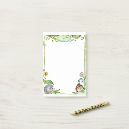 Lijst natuur egel waterverf post-it® notes (Op bureau)