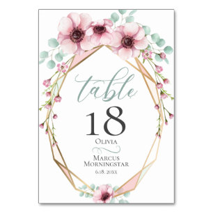 LIJST NUMMER   Bloemen Roze Anemonen en Gebladerte Kaart