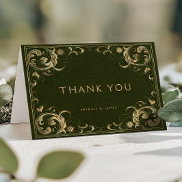  Lijst Olijf Groen Goud Bruiloft Bedankkaart