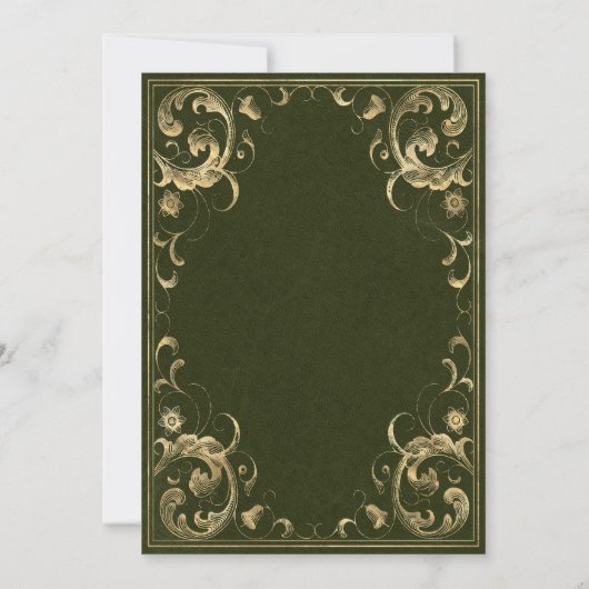 Lijst Olijf Groen Goud Bruiloft Kaart (Achterkant)