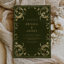  Lijst Olijf Groen Goud Bruiloft Kaart
