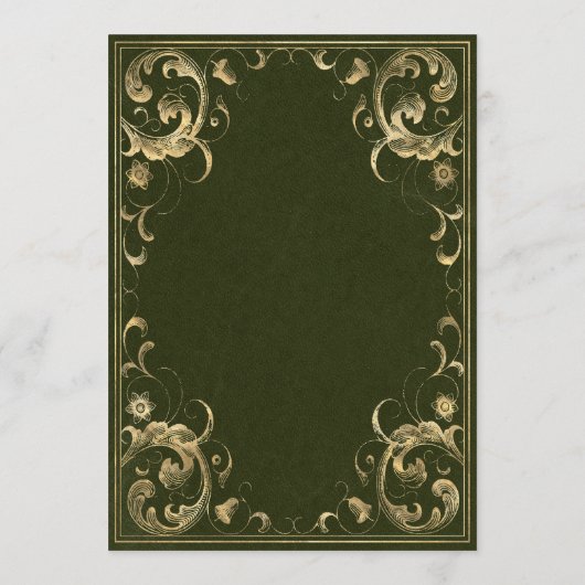 Lijst Olijf Groen Goud Bruiloft Menu (Achterkant)