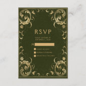  Lijst Olive Green Gold Wedding RSVP Informatiekaartje (Voorkant)