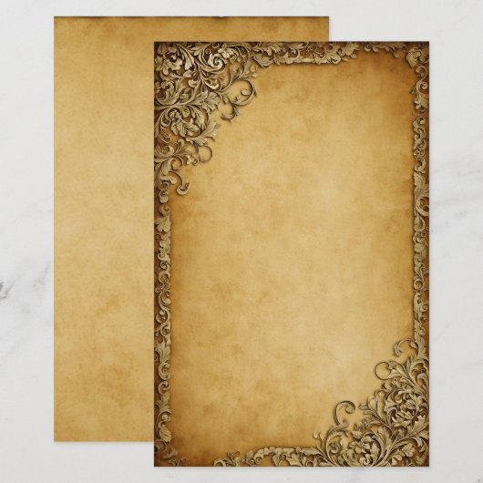 Lijst op Dark Perchment Grunge Briefpapier (Voorkant / Achterkant)